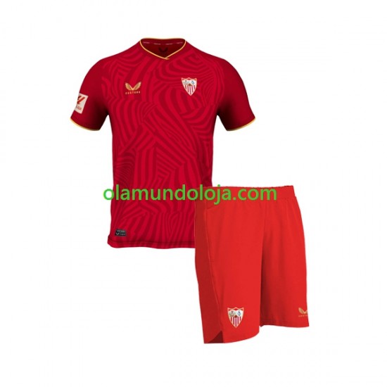 Camisola Sevilla FC Criança Equipamento Segundo 2023-2024 Manga Curta
